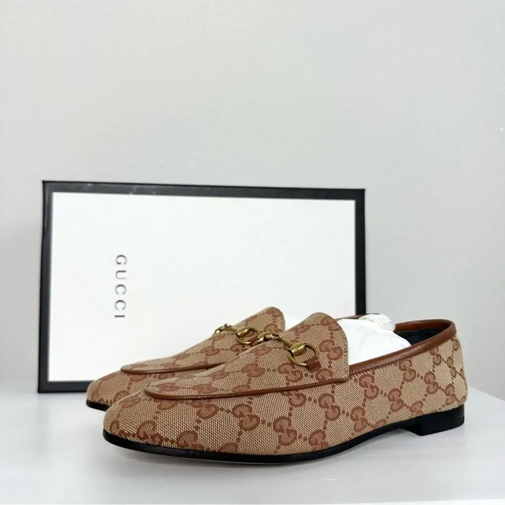 GUCCI Women’s Jordaan GG Canvas Loafers NEW 38.5 - Picture 9 of 10